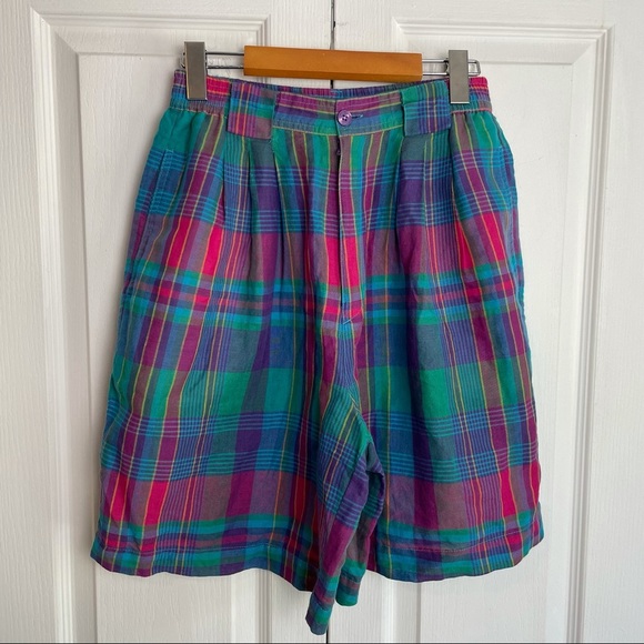 90’s Madras Plaid Shorts - Picture 1 of 4
